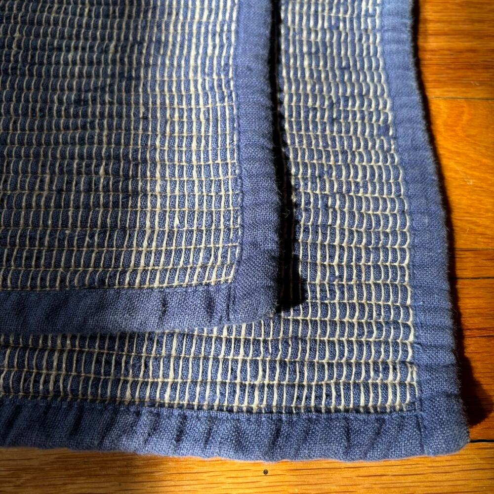 Vintage Set of Two Denim Blue Natural Placemats Cottagecore Simple Minimal Boho